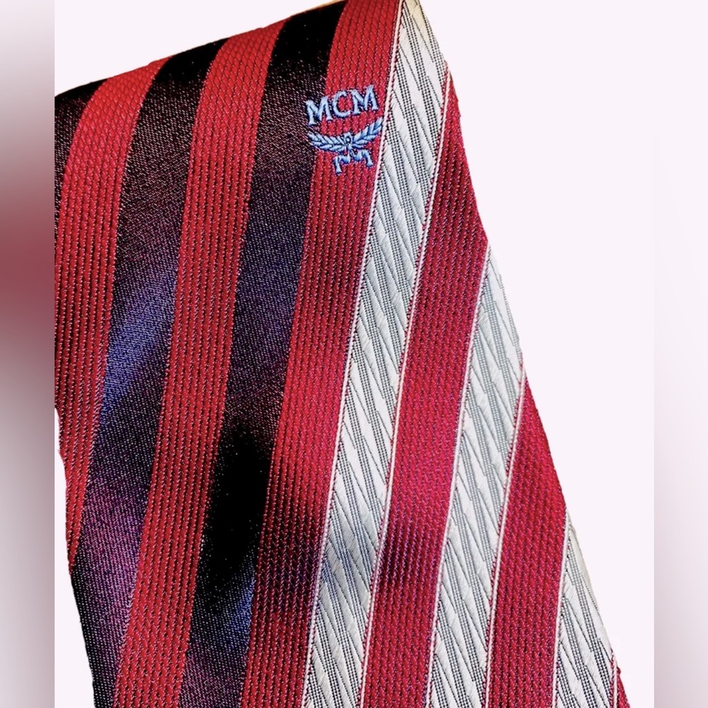 MCM Brand 100% VINTAGE NECK TIE MEN’S Designer Dress Suit Accessories Striped